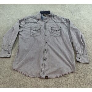 Cowboy Up Shirt Mens Large meas 46x30 Western Button Down Brush Popper Plaid